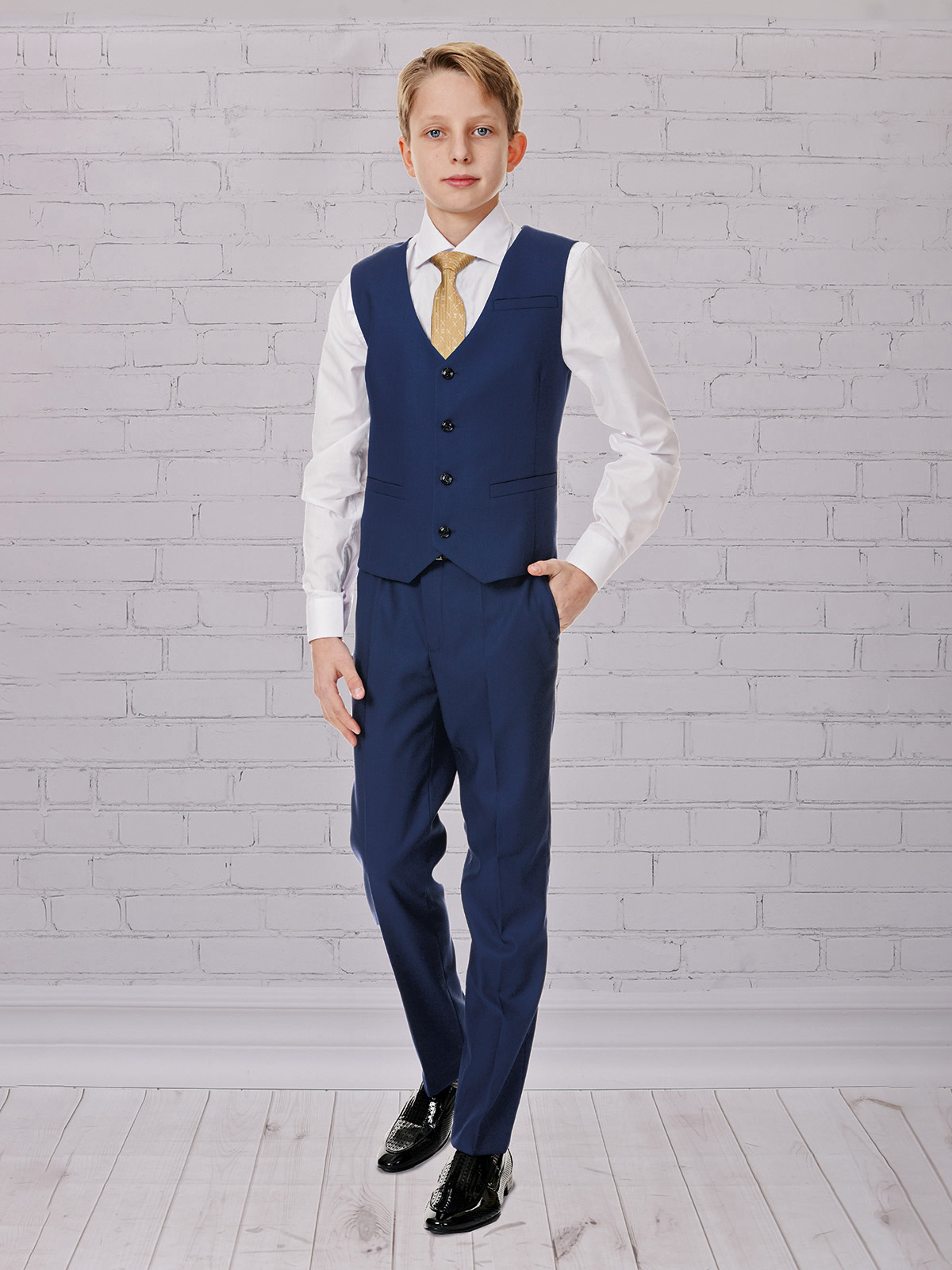 Брюки для мальчика Slim Fit Дэвид (ШФ-953) светло-синего цвета