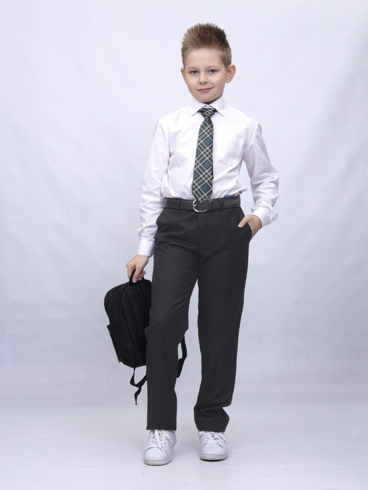 Брюки для мальчика Slim Fit Дэвид (ШФ-953) черного цвета