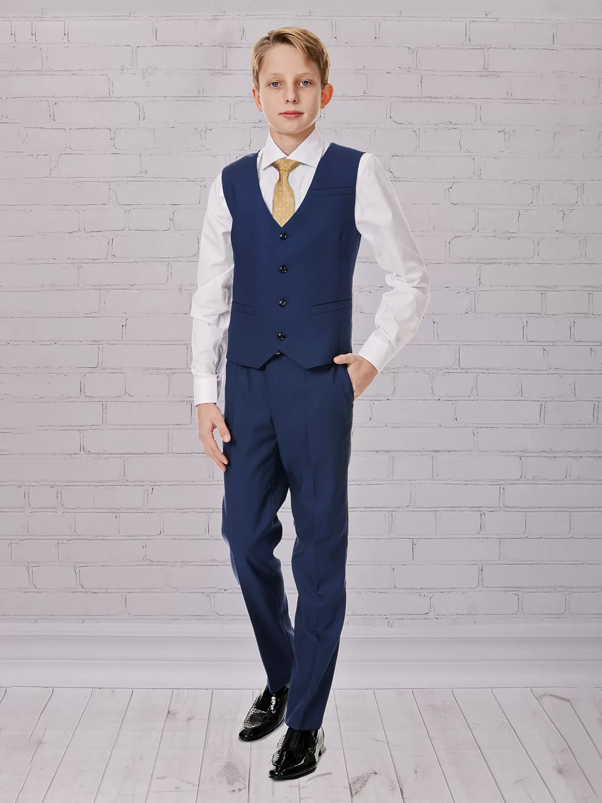 Брюки для мальчика Slim Fit Дэвид (ШФ-953) светло-синего цвета