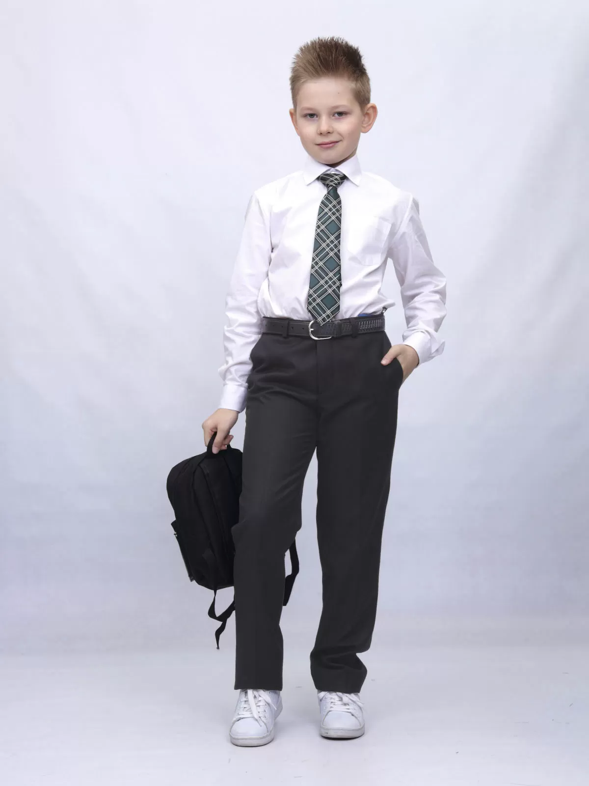 Брюки для мальчика Slim Fit Дэвид (ШФ-953) черного цвета