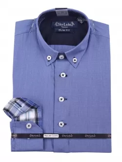 Сорочка для мальчика Premium Slim Fit (ШФ-1266) тёмно-синего  цвета 