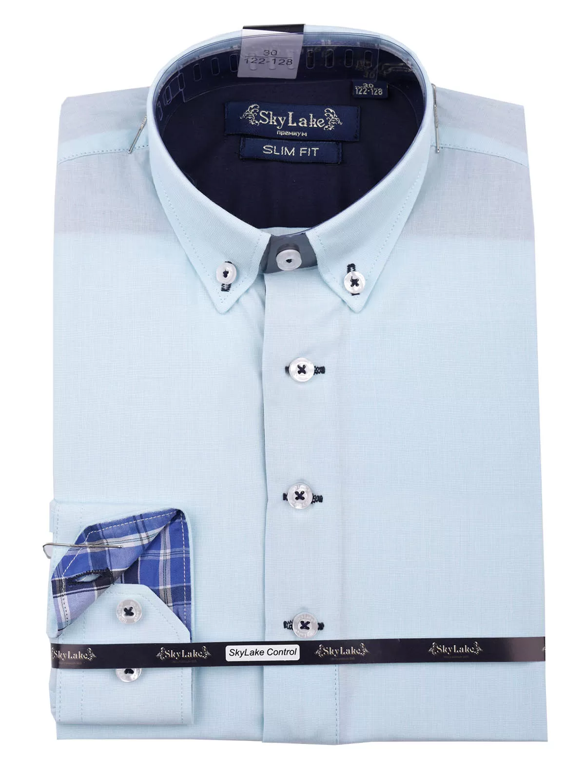 Сорочка для мальчика Premium Slim Fit (ШФ-1266) светло-бирюзового цвета 